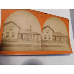 Stereoview Late 1800's, Early 1900's House with People in the Yard No Markings